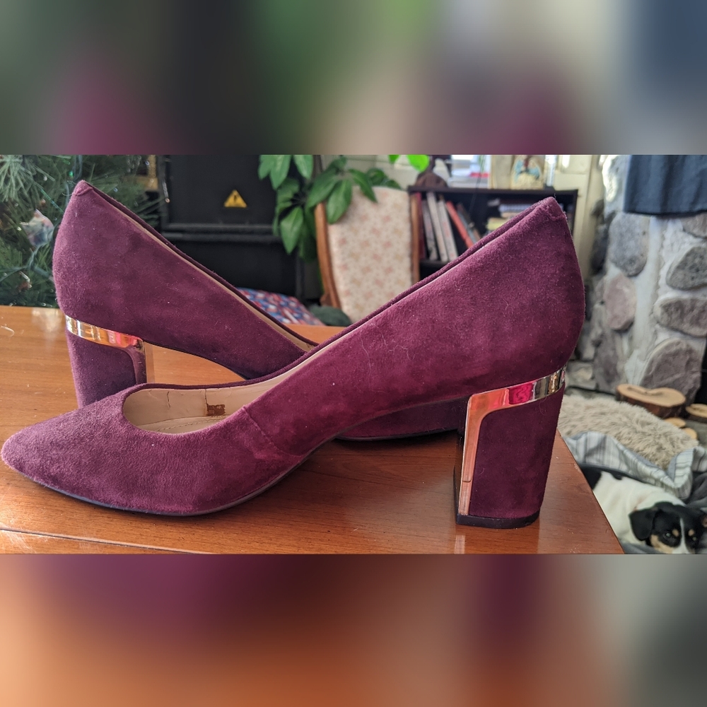 DKNY Rich Plum Suede Heels